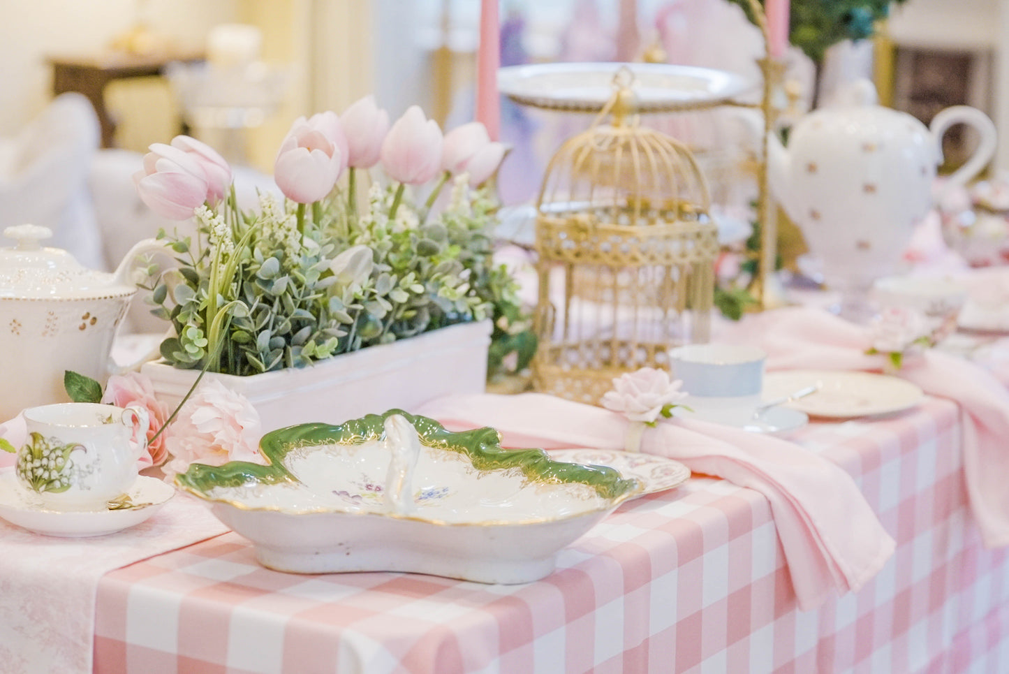 Pink Buffalo Plaid Tablecloth Rental