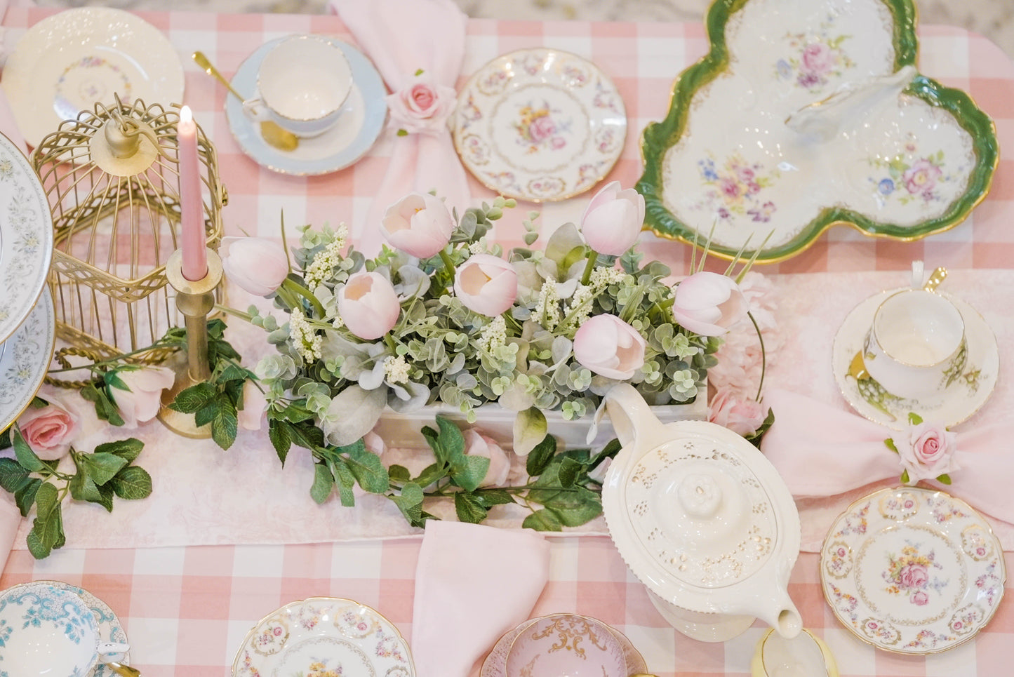 Pink Buffalo Plaid Tablecloth Rental